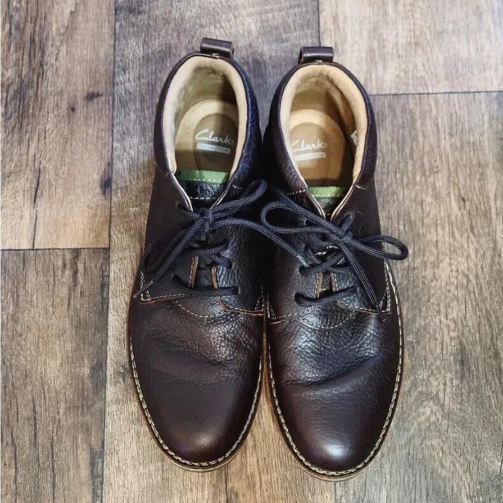 Clarks Mens Edgewick Brown Chukka boot Genuine Leather -Cushion Soft-EUC -Sz9☀️‌